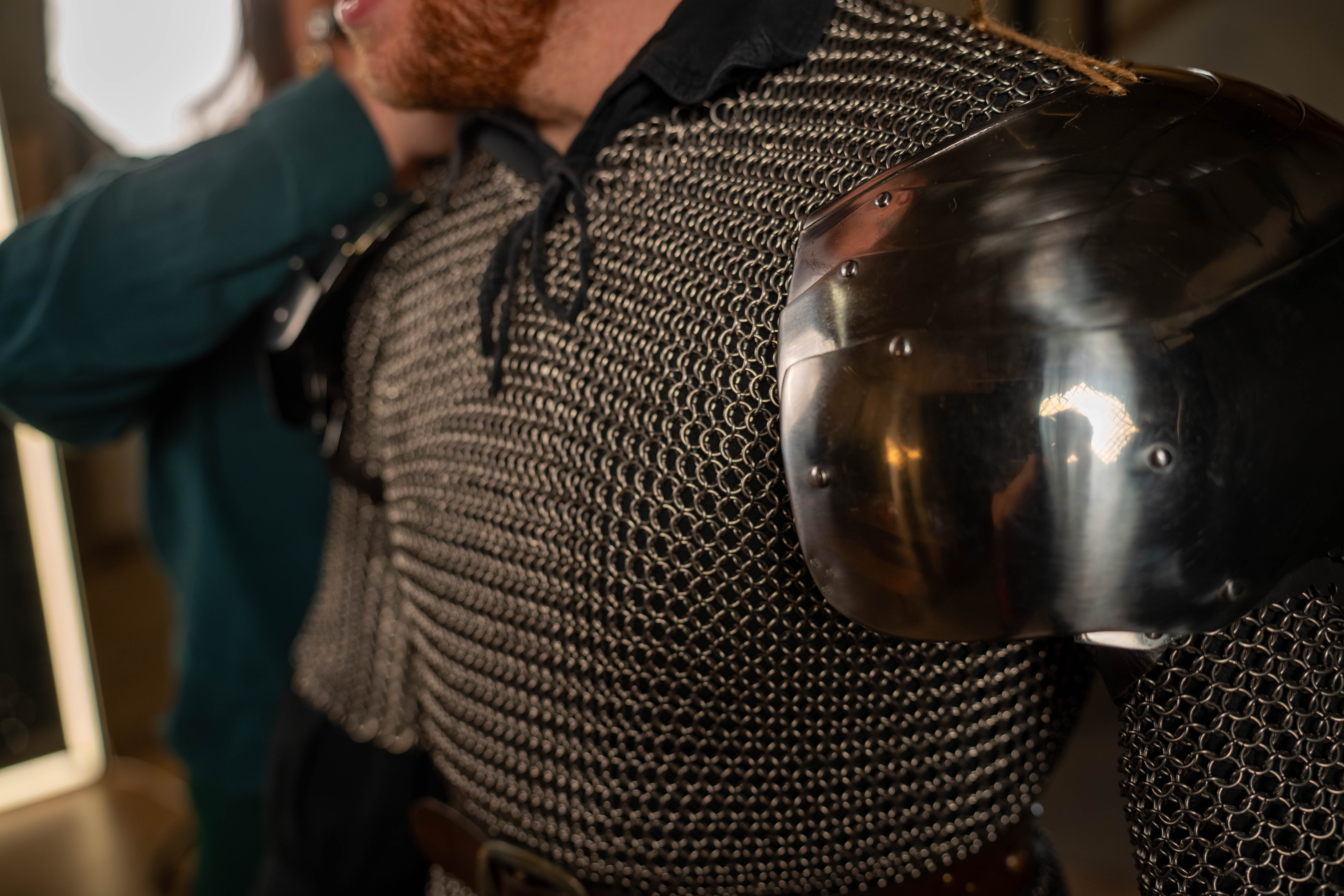 Knight with helmet portrait